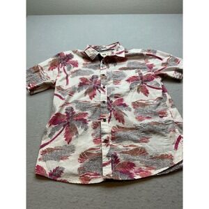 Reef Tropical Palm Tree Print Short Sleeve Button Down Shirt Size Medium Casual